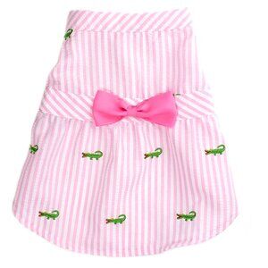 Pink Stripe Alligator Dress - XS